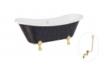 Vonia Besco Amelia Glam 190, Graphite+Gold, su sifonu su persipylimu Klik-klak Gold