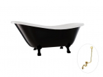 Vonia Besco Otylia B&W 160, Black/White+Black, su sifonu su persipylimu Klik-klak Gold