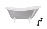 Vonia Besco Otylia Glam 160, Silver+White, su sifonu Klik-klak Black