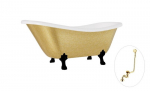 Vonia Besco Otylia Glam 160, Gold+Black, su sifonu su persipylimu Klik-klak Gold