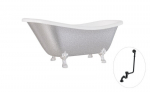 Vonia Besco Otylia Glam 160, Silver+Chrome, su sifonu su persipylimu Klik-klak Black