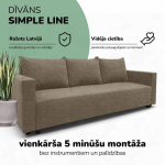Klasikinis sofa-lova &bdquo;Simple Line&ldquo; su skalbinių dėže, &bdquo;Podrez&ldquo;, smėlio spalvos