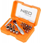 Neo Tools 26 vnt. bitų ir lizdų rinkinys su terk&scaron;le