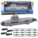 Povandeninis laivas su torpedomis, pilkas, 28 cm