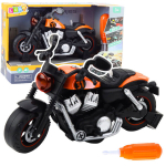 Konstrukcinis žaislas Motociklas DIY, su &scaron;viesos ir garso efektais, oranžinis