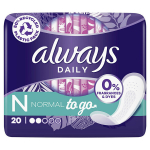 Dieninės įklotai Always Daily Dailies Singles Normal To Go &ndash; atskirai supakuoti, neutralizuojantys kvapą, kvėpuojantys