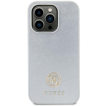 Guess Strass metalinis dėklas su logotipu iPhone 15 Plus - Sidabrinis