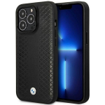 Dėklas BMW BMHMP14L22RFGK iPhone 14 Pro 6.1 juodos/juodos spalvos, odinis, deimantinio ra&scaron;to, MagSafe