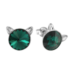 Vaiki&scaron;ki sidabriniai auskarai moterims DiamondSky &bdquo;Katė (Emerald)" su Swarovski kristalais