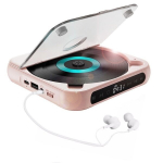 Ne&scaron;iojamas CD grotuvas su &bdquo;Bluetooth&ldquo;, rožinis