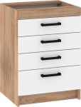 Apatinė spintelė su stalčiais Meblocross Rodos ROD-06 S60-4SZ, sonoma &scaron;viesi/balta