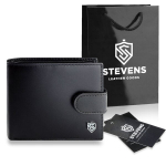 Vyri&scaron;ka odinė piniginė Stevens su RFID apsauga, juoda PREMIUM 03-325A
