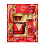 Guess Seductive Noir moterims 4‑dalių kvapų dovanų rinkinys (EDT 75 ml + Kūno losjonas 100 ml + Mini EDT 15 ml + Kosmetinė)