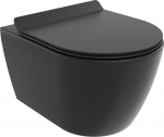Mexen Carmen WC puodų rinkinys su lėtai nuleidžiama plok&scaron;čia duroplasto sėdyne, juoda matinė - 30880185T, 49x36,5x34 cm