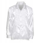 THE 70s DISCO FASHION (white satin ruffle shirt)