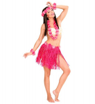 PINK HAWAIIAN SET (hula skirt with flower belt, flower lei, crown, 2 bracelets)