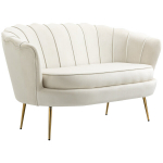 Dvivietė sofa su porankiais, aksomo imitacija, kreminė, 1 vnt.