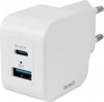 USB-C mini sieninis įkroviklis DELTACO USBC-AC150 20W PD 1x USB-C, baltas