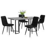 Valgomojo komplektas: stalas 140&times;80 cm ir 4 kėdės, MDF pilkas stalvir&scaron;is, juodos metalinės kojos, 5 vnt