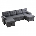 Sofa-lova, U formos konvertuojama sofa-lova 287x145x91 cm, pilka, su daiktadėže