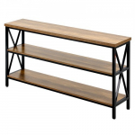 Konsolinis stalas, 140x34x76.2 cm, rudos juodos spalvos, metalinis rėmas