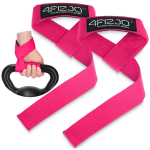 Traukimo dirželiai Deadlift Straps (rožinės spalvos) &mdash; patogesnei ir tvirtesnei traukos treniruotei