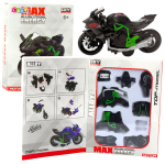Surenkamas motociklo modelis DIY 1:14, žalias/juodas