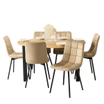 Komplektas apvalus stalas MEBEL ELITE HARRY 6 mink&scaron;tos kėdės PERU