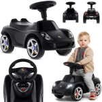 Vaiki&scaron;kas paspirtukas automobilis su &scaron;viesomis, lengvas, Porsche Carrera GT, juodas