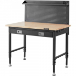 Darbo stalas, reguliuojamo auk&scaron;čio, 121.9x61x71.1-100.3 cm, ąžuolas, anglinis plienas