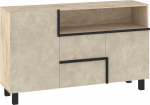 Komoda Meblocross Lars LAR-02 2D2S &ndash; moderni indauja ąžuolo Endgrain / Granada Almond apdailoje