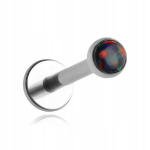Titano labret auskaras su juodu opalu, sidabrinis, 1.2/8/3 mm