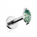 Titano labret auskaras su samaniniu agatu - sidabrinis helix conch 1,2/6