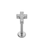 Labret auskaras su kryželiu, titano, sidabro spalvos, 1.2/8 mm