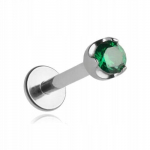 Titano labret auskaras su žaliu cirkoniu helix, lūpai, koncha 1,2/6/4,5