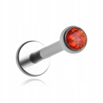 Titano labret auskaras su raudonu opalu, sidabrinis, 1,2/8/3 mm