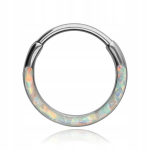 Titaninis Clicker Auskaras su Opalo Akute - Sidabrinis 0.8/6mm