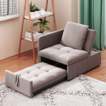 Sofa-lova, su reguliuojamu atlo&scaron;u, lininis audinys, ruda