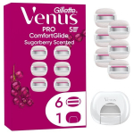 Pakeičiamieji skutimosi peiliukai Gillette Venus Pro ComfortGlide Sugarberry, 6 vnt., 5 a&scaron;menų, sausai odai