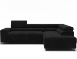 L formos mink&scaron;ti kampai Colesio juoda gobeleno sofa-lova su miegama funkcija