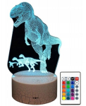 3d Led Dinozauras T-rex Naktinė Lempa, 16 Spalvų