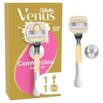 Gillette Venus ComfortGlow Argan Oil Skustuvas, 1 Keičiamos Skustuvo Galvutės, Sieninis Laikiklis