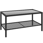 Kavos staliukas Dvigubas lauko stalas 92x50x45 cm Juodas rotangas