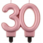 Žvakutė tortui "30" rožinio aukso spalvos