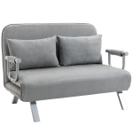 Miegamojo sofa 2 vietų, reguliuojama, su pagalvėmis, pilka
