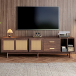 TV stovas, ratanas, 190x40x52 cm, 6 kojelės, lowboard