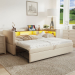 I&scaron;traukiama sofa-lova su LED ir lizdais 90/180x190cm 1 vnt