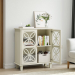 Sideboard su reguliuojamomis lentynomis, retro, vonios spintelė, 2 durys, kreminė