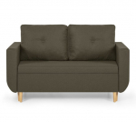 Sofa-lova DORO, 2 vietų, &scaron;viesiai ruda, kompakti&scaron;kas dizainas + miego funkcija + patalynės dėžė