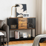 Pramoninis bufeto spintelė su metalinėmis tinklinėmis durelėmis - Rustic Brown, Pramoninis bufeto spintelė su metalinėmis tinklinėmis durelėmis - Rustic Brown